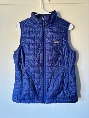 Patagonia Women’s Nano Puff Vest - Blue with Purple Lining - M